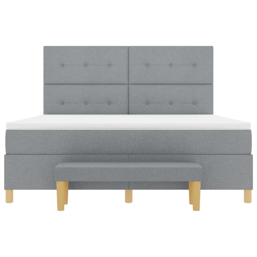 Box spring seng med hovedgærde Lysegrå 200 x 180 cm Stof