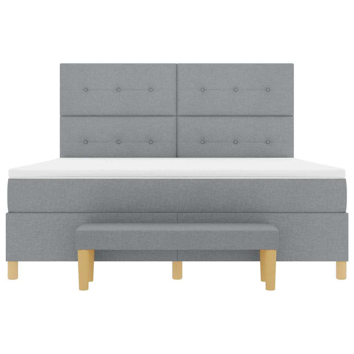 Box spring seng med hovedgærde Lysegrå 200 x 180 cm Stof