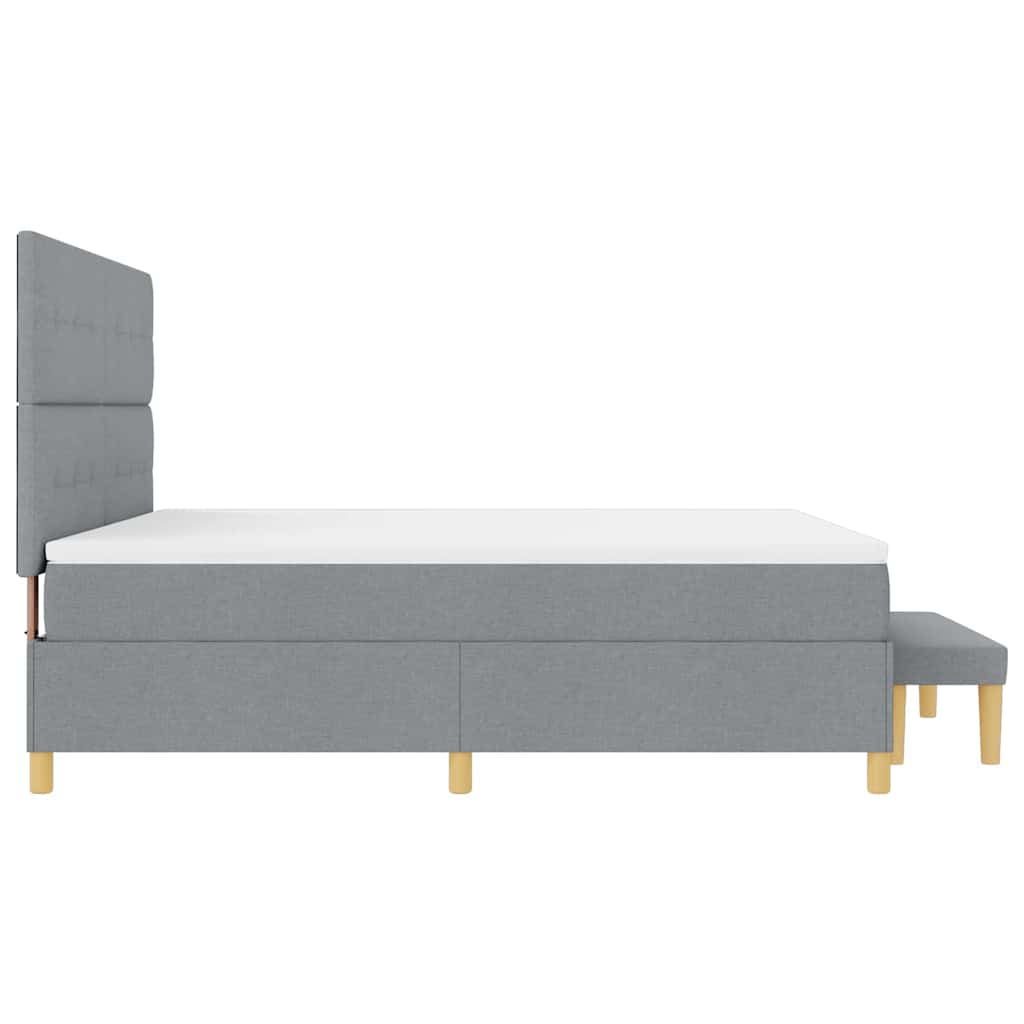 Box spring seng med hovedgærde Lysegrå 200 x 180 cm Stof