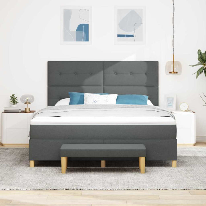 Box spring seng med hovedgærde Mørkegrå 200 x 180 cm Stof