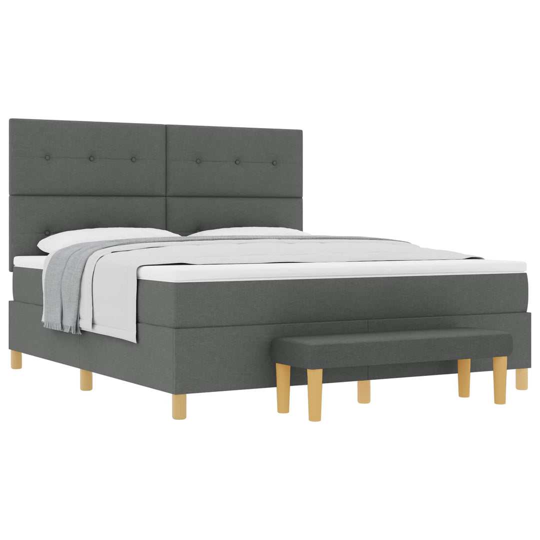 Box spring seng med hovedgærde Mørkegrå 200 x 180 cm Stof