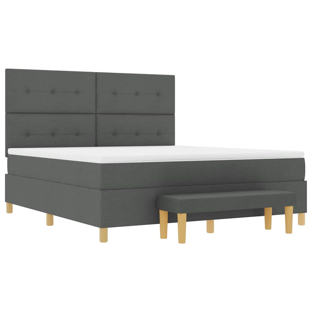 Box spring seng med hovedgærde Mørkegrå 200 x 180 cm Stof