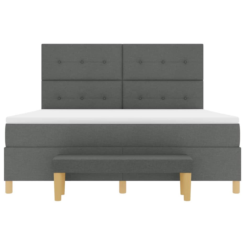 Box spring seng med hovedgærde Mørkegrå 200 x 180 cm Stof