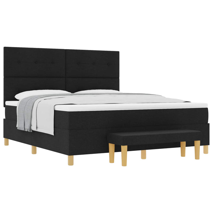 Box spring seng med hovedgærde Sort 200 x 180 cm Stof