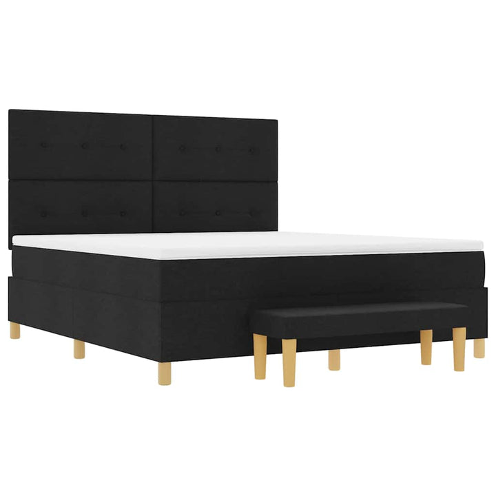 Box spring seng med hovedgærde Sort 200 x 180 cm Stof
