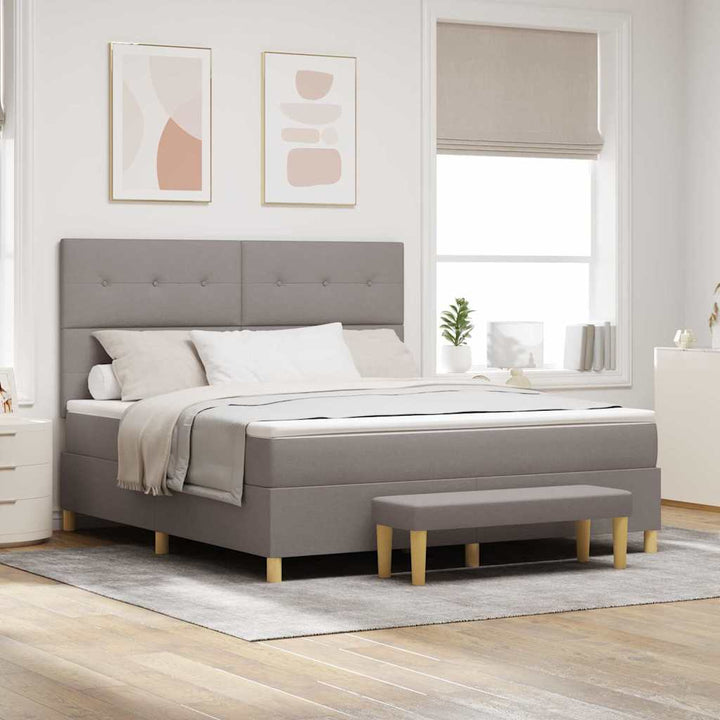 Box spring seng med hovedgærde Gråbrun 200 x 180 cm Stof