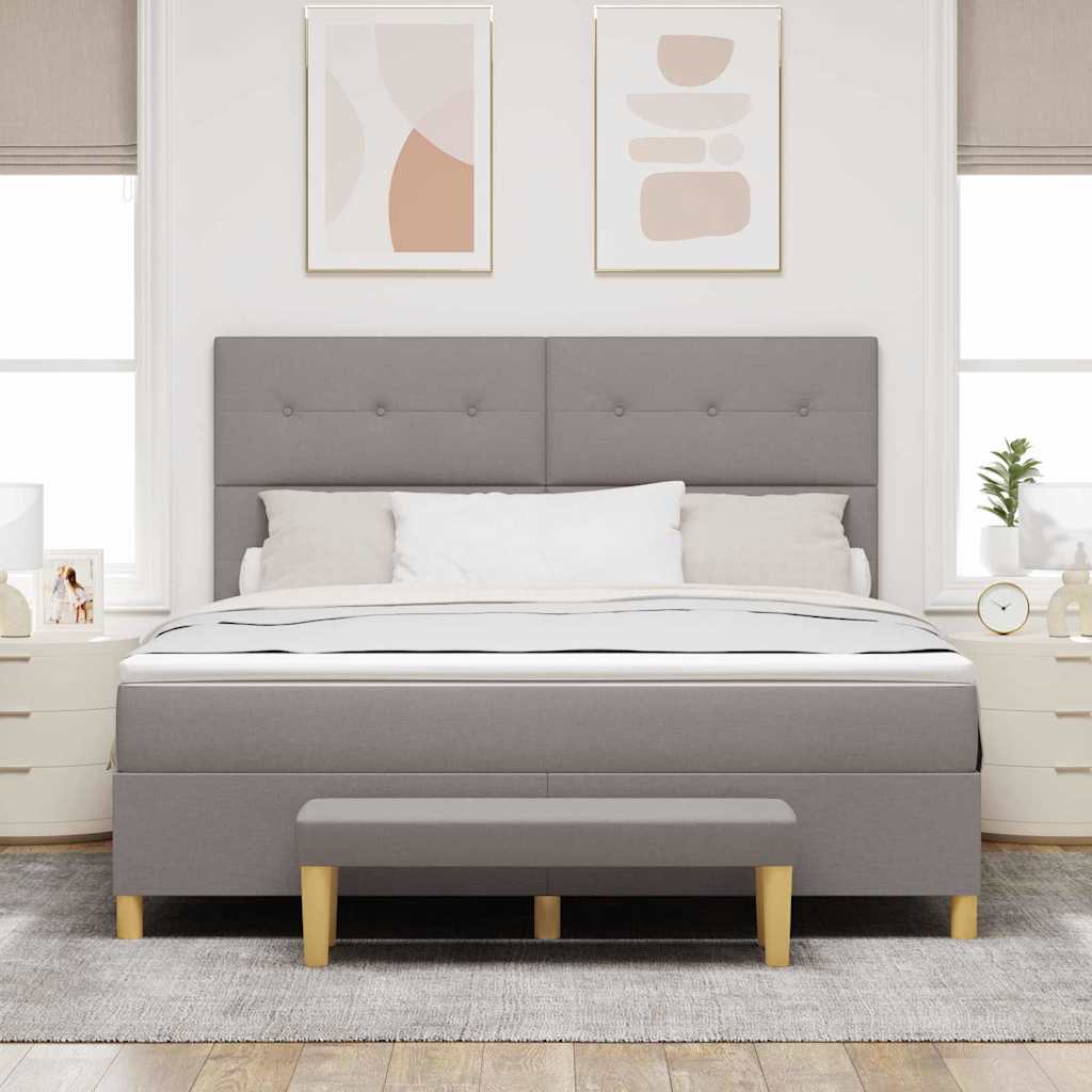 Box spring seng med hovedgærde Gråbrun 200 x 180 cm Stof