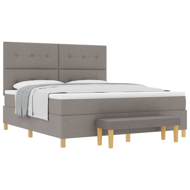 Box spring seng med hovedgærde Gråbrun 200 x 180 cm Stof