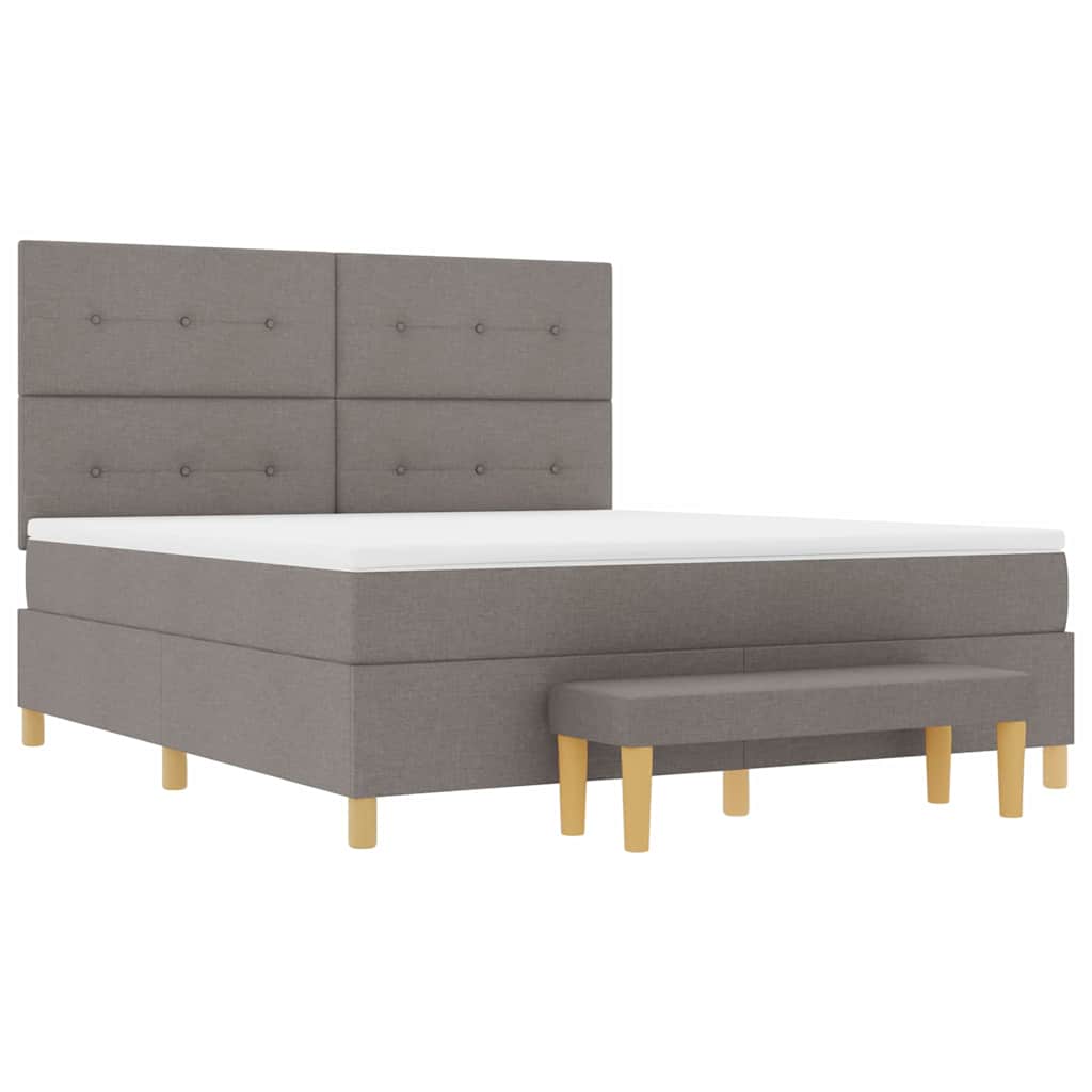 Box spring seng med hovedgærde Gråbrun 200 x 180 cm Stof
