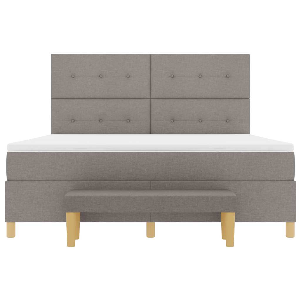 Box spring seng med hovedgærde Gråbrun 200 x 180 cm Stof