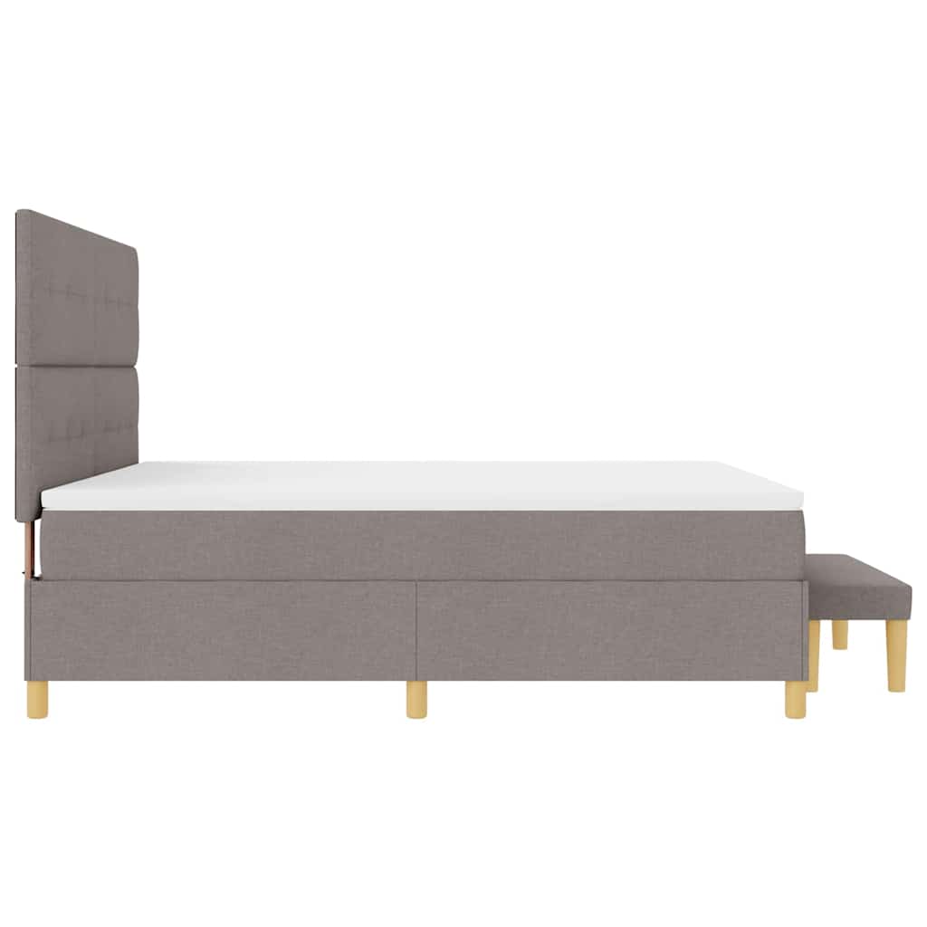 Box spring seng med hovedgærde Gråbrun 200 x 180 cm Stof