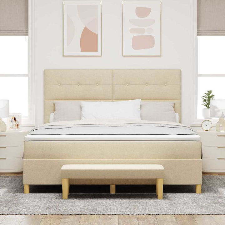 Box spring seng med hovedgærde Creme 200 x 180 cm Stof