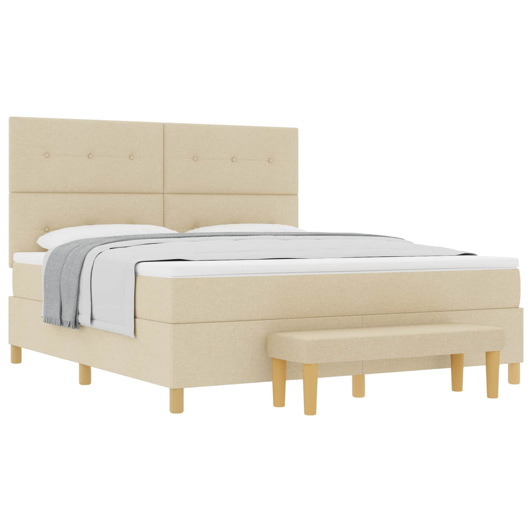 Box spring seng med hovedgærde Creme 200 x 180 cm Stof