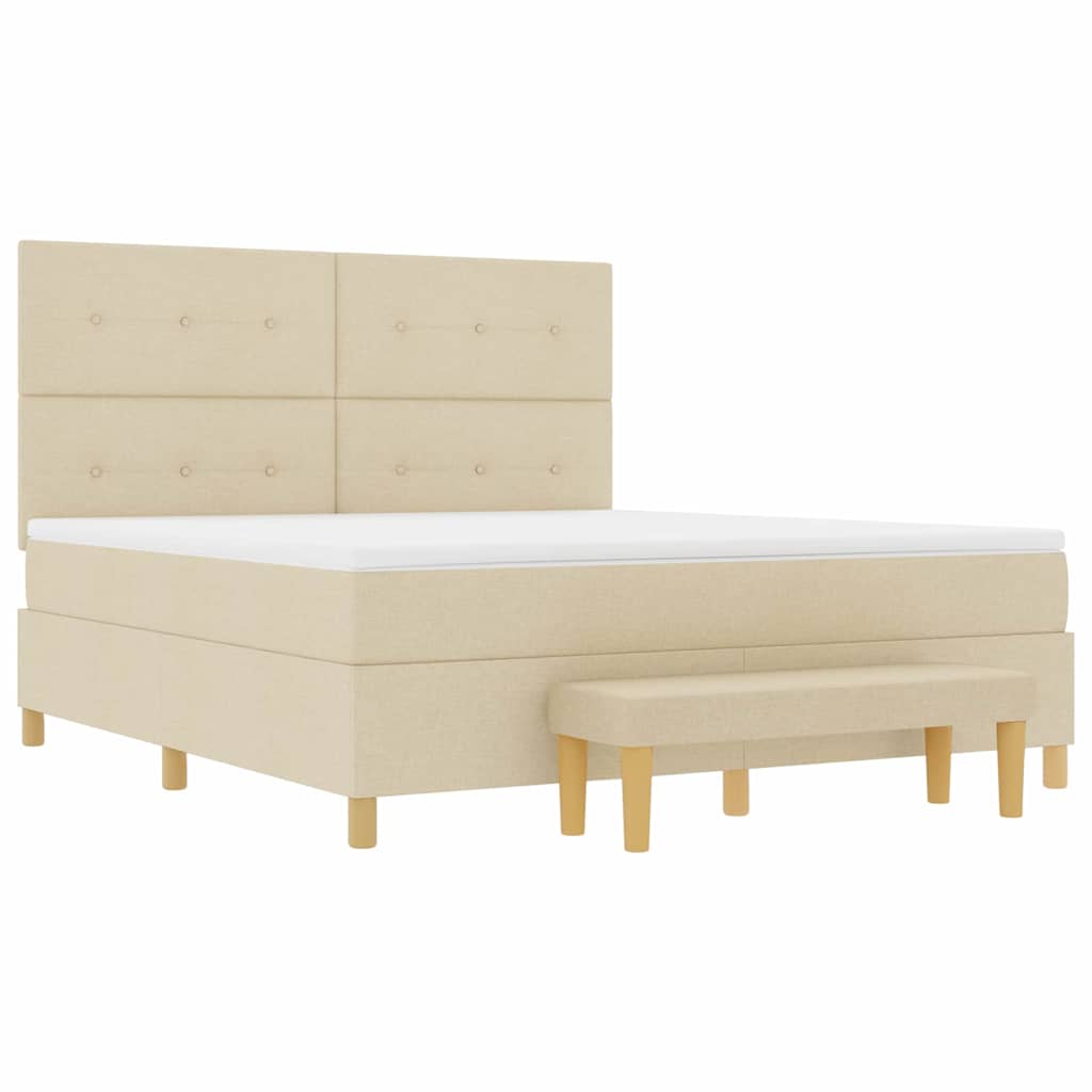 Box spring seng med hovedgærde Creme 200 x 180 cm Stof