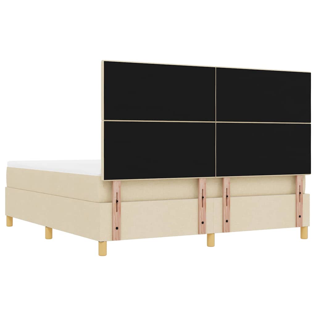 Box spring seng med hovedgærde Creme 200 x 180 cm Stof