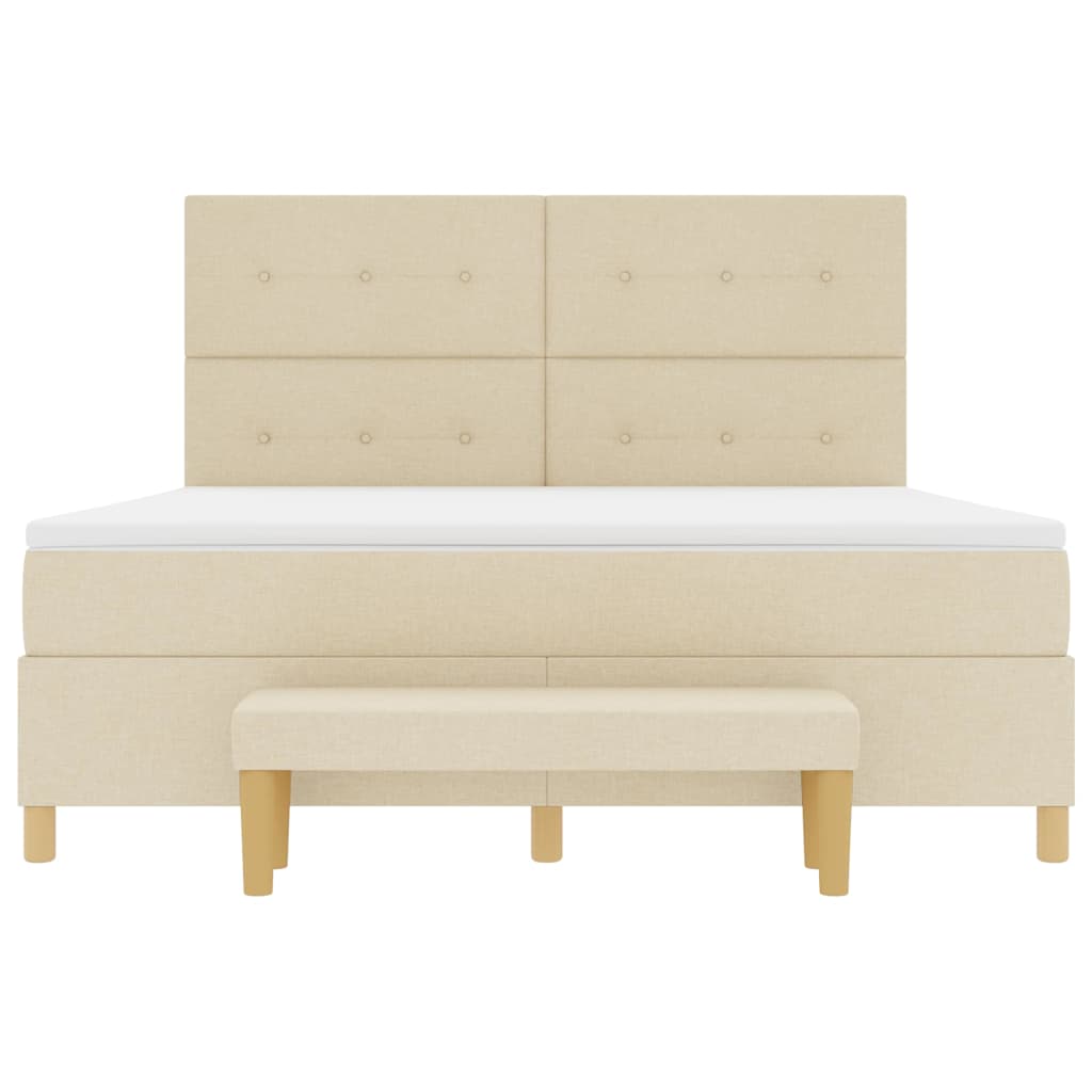Box spring seng med hovedgærde Creme 200 x 180 cm Stof