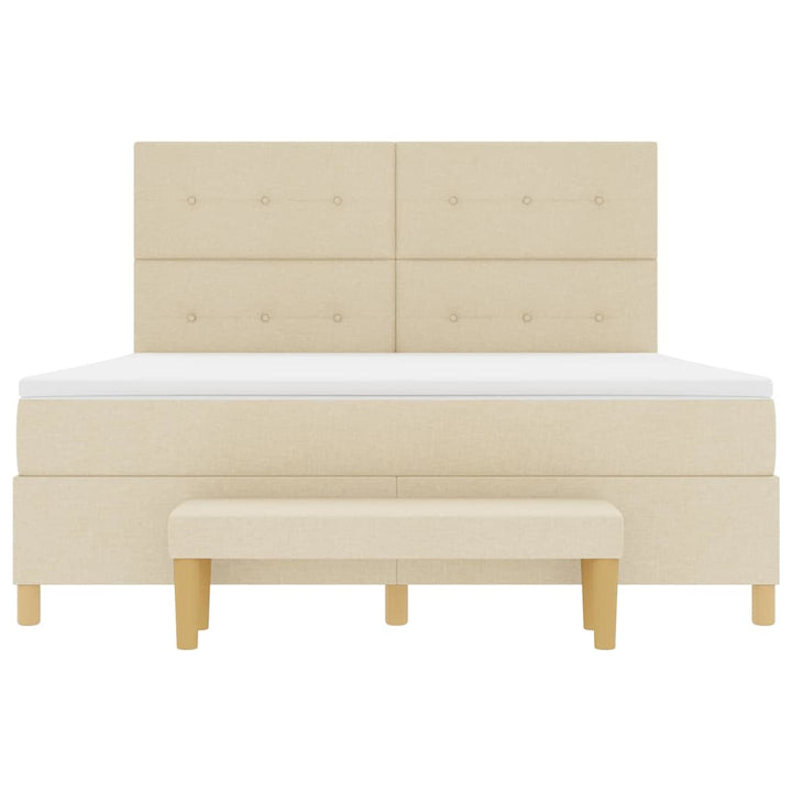Box spring seng med hovedgærde Creme 200 x 180 cm Stof