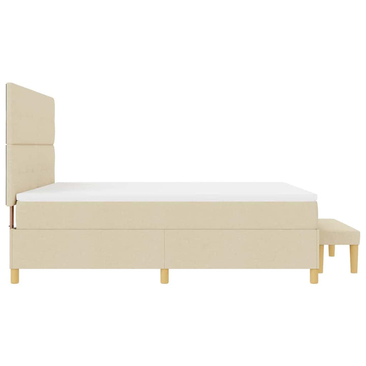Box spring seng med hovedgærde Creme 200 x 180 cm Stof