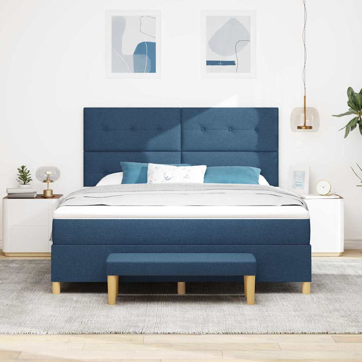 Box spring seng med pude med hovedgærde Blå 200 x 180 cm Stof