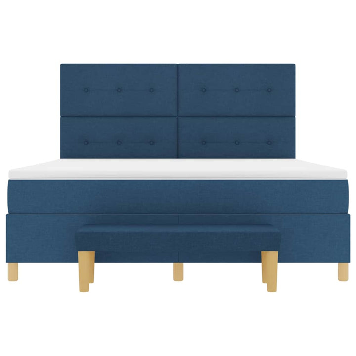 Box spring seng med pude med hovedgærde Blå 200 x 180 cm Stof