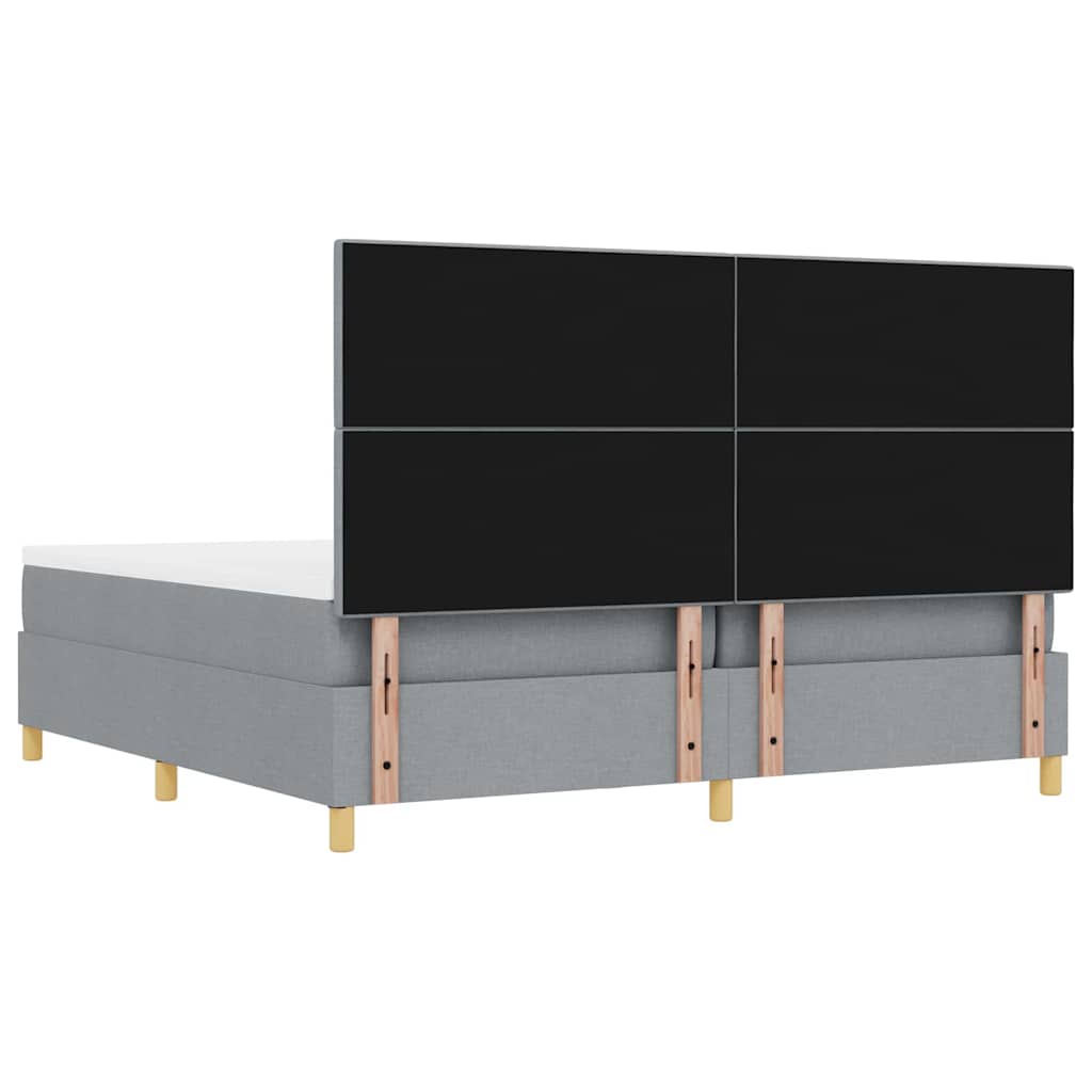 Box spring seng med hovedgærde Lysegrå 200 x 200 cm Stof