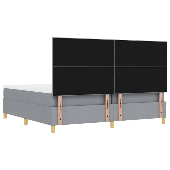 Box spring seng med hovedgærde Lysegrå 200 x 200 cm Stof