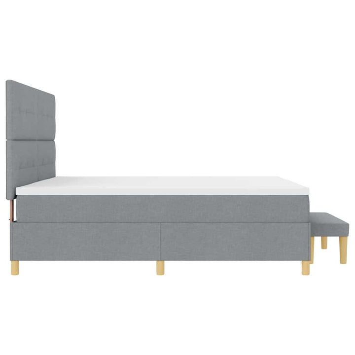 Box spring seng med hovedgærde Lysegrå 200 x 200 cm Stof
