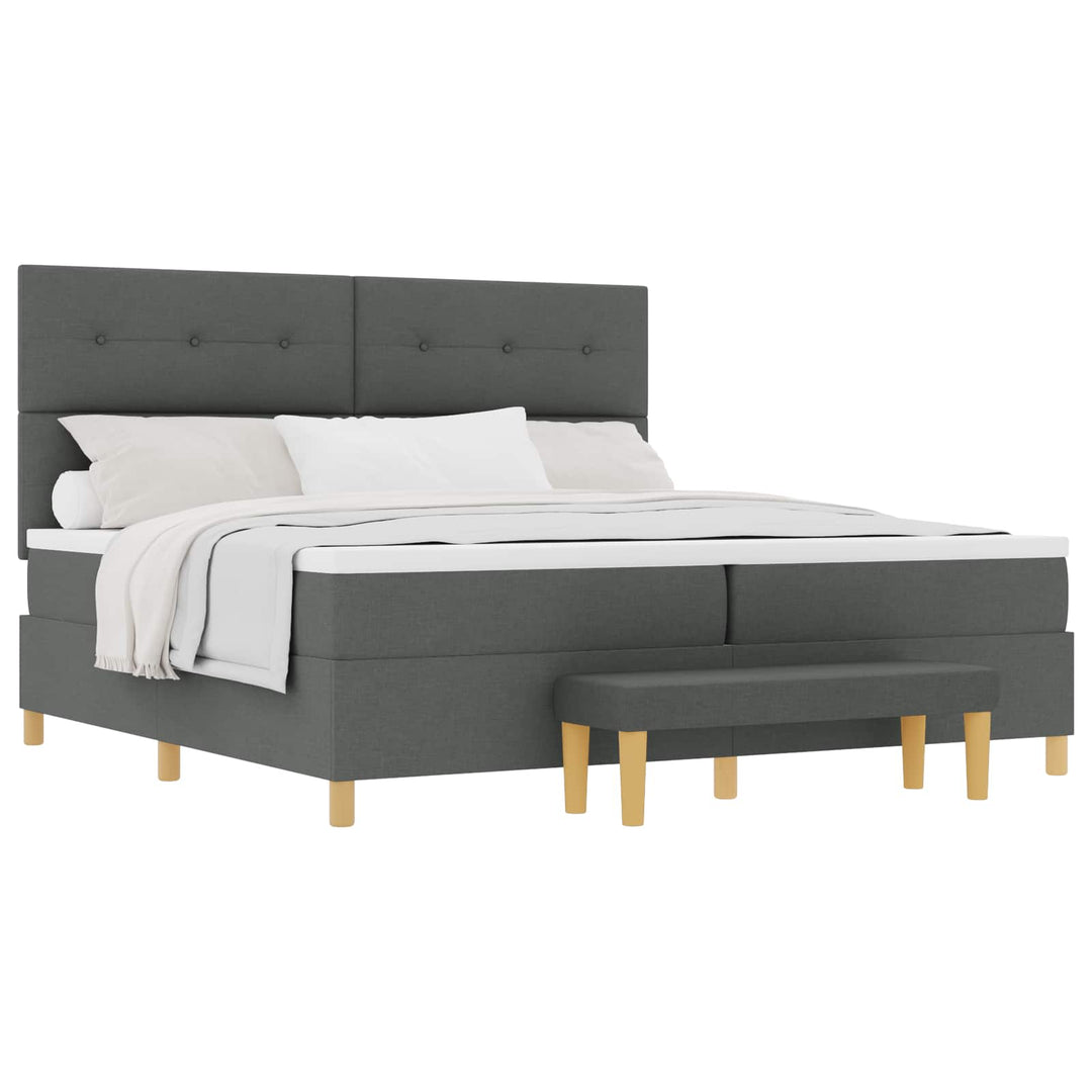Box spring seng med hovedgærde Mørkegrå 200 x 200 cm Stof