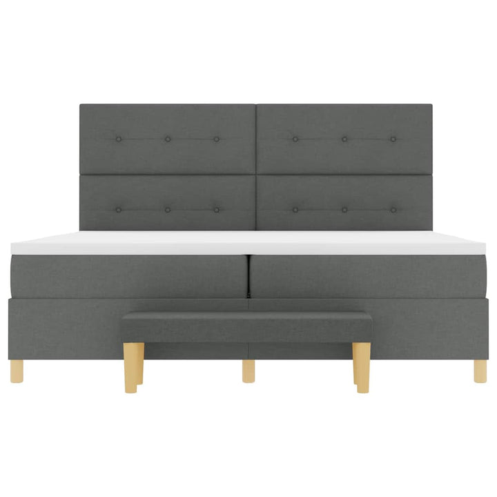 Box spring seng med hovedgærde Mørkegrå 200 x 200 cm Stof