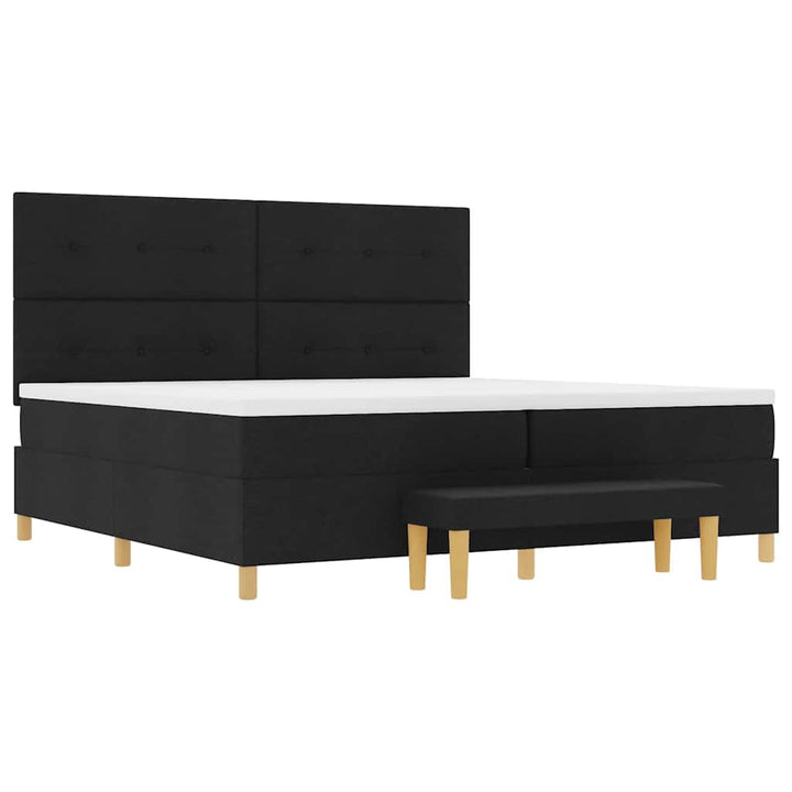 Box spring seng med hovedgærde Sort 200 x 200 cm Stof