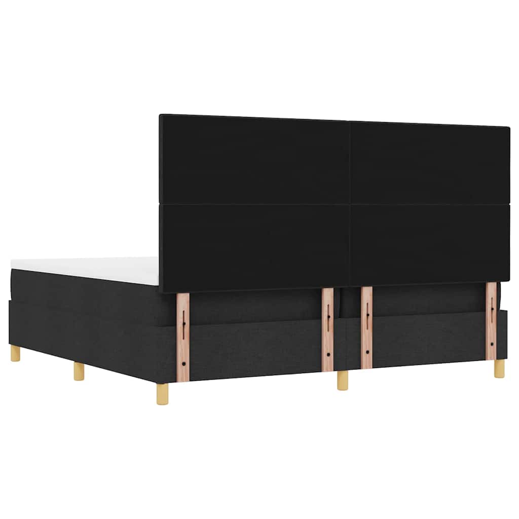 Box spring seng med hovedgærde Sort 200 x 200 cm Stof