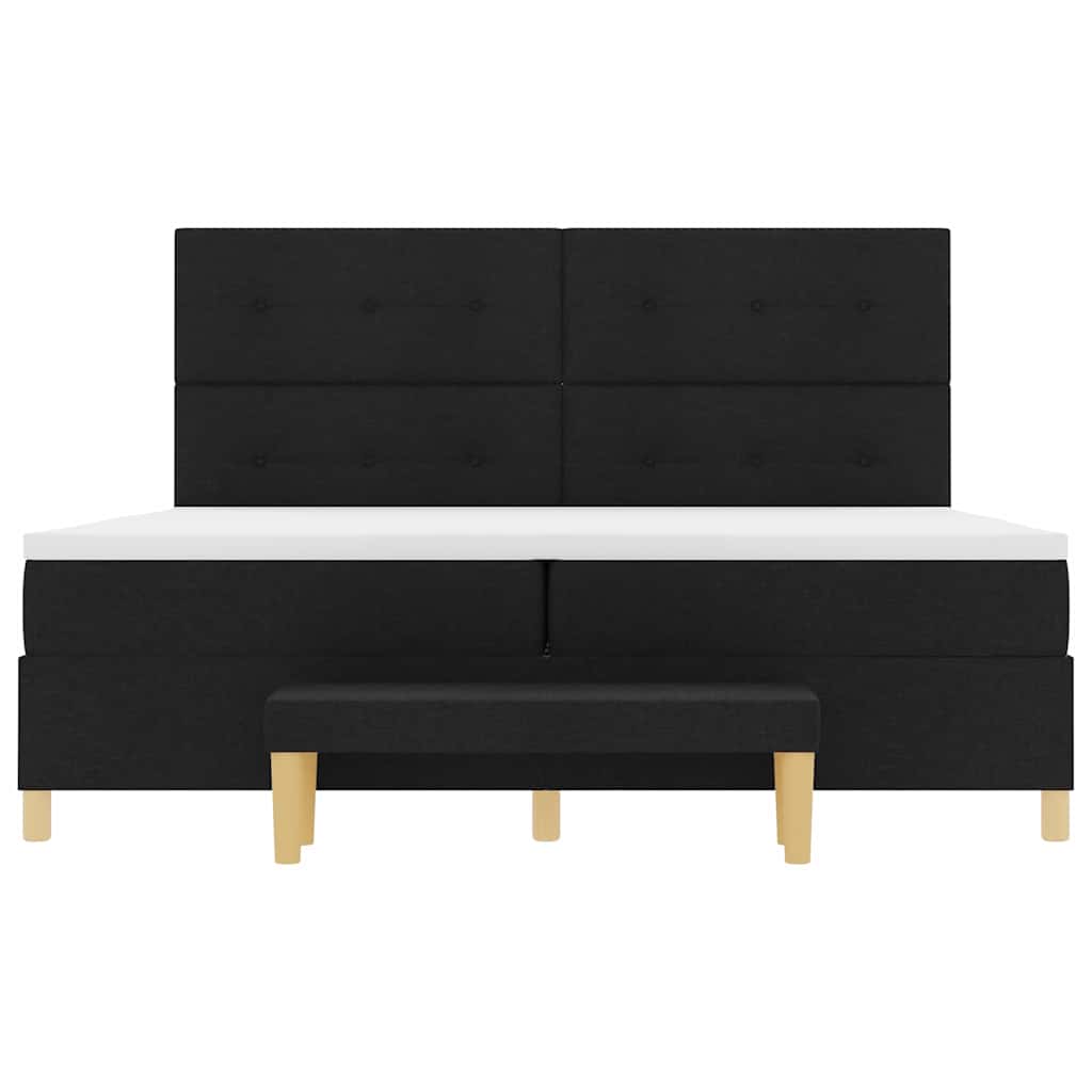 Box spring seng med hovedgærde Sort 200 x 200 cm Stof