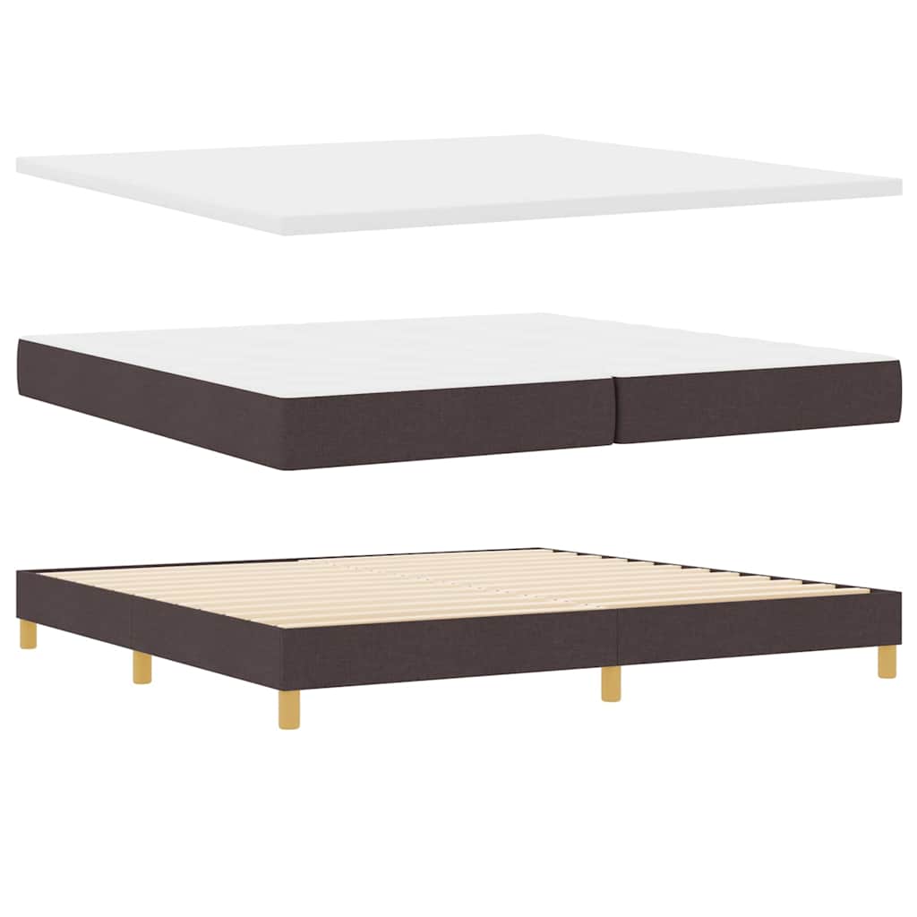 Box spring seng med hovedgærde Mørkebrun 200 x 200 cm Stof