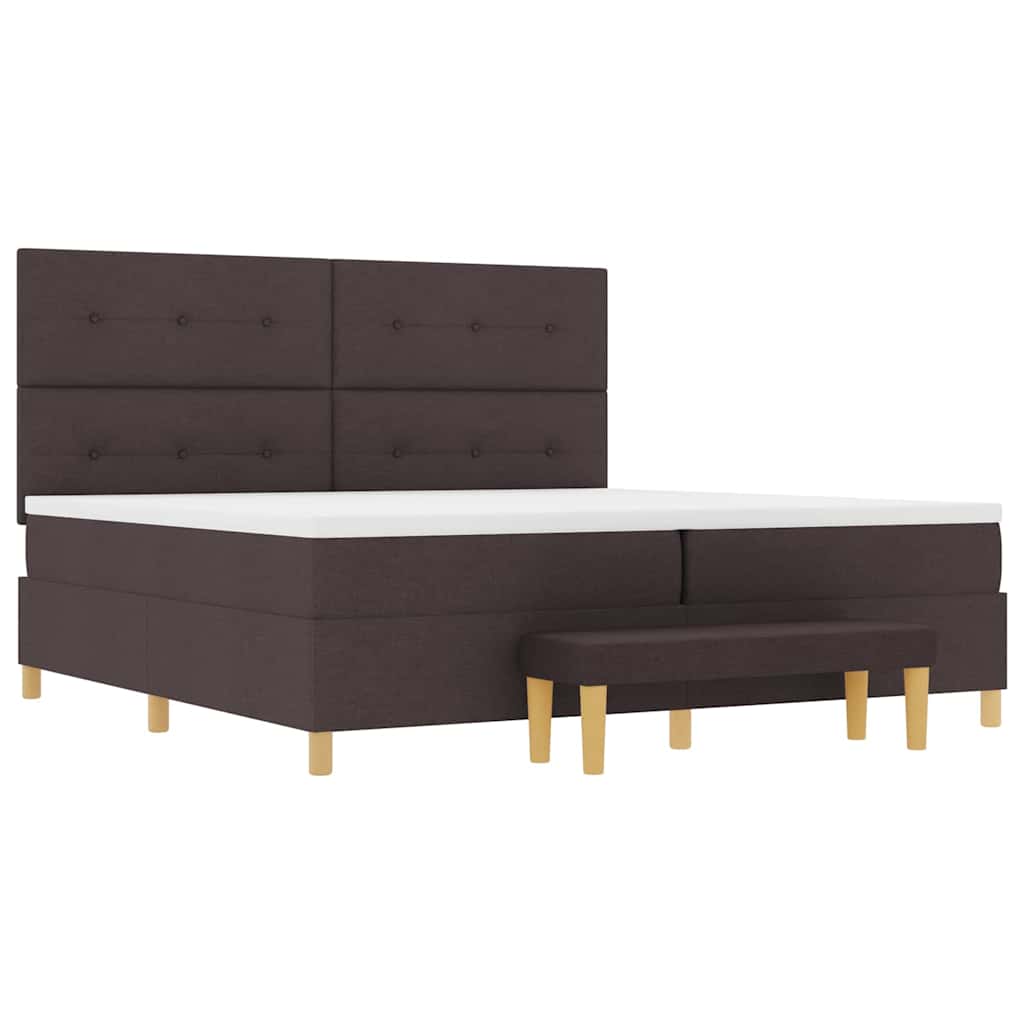 Box spring seng med hovedgærde Mørkebrun 200 x 200 cm Stof