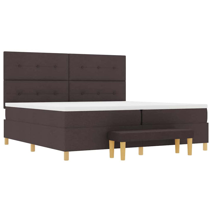 Box spring seng med hovedgærde Mørkebrun 200 x 200 cm Stof