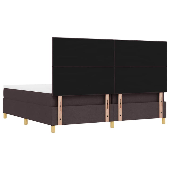Box spring seng med hovedgærde Mørkebrun 200 x 200 cm Stof