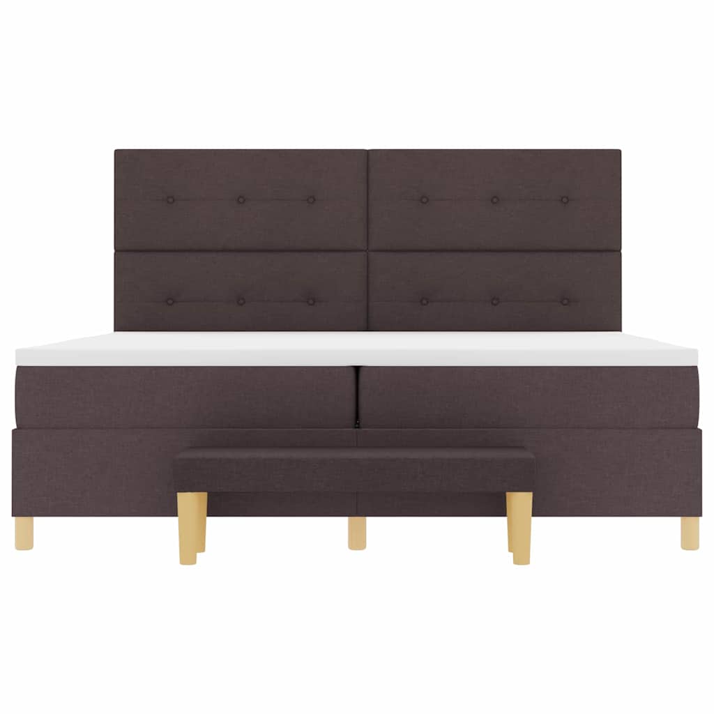 Box spring seng med hovedgærde Mørkebrun 200 x 200 cm Stof