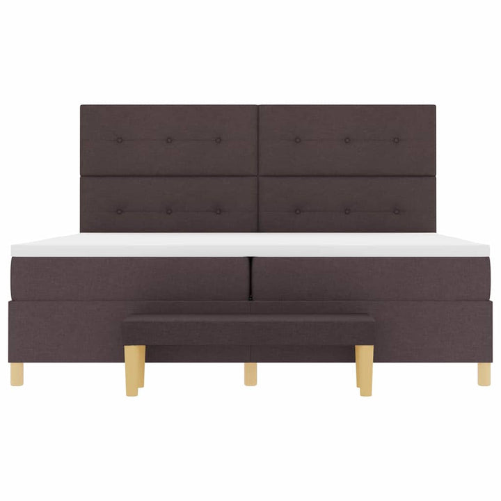 Box spring seng med hovedgærde Mørkebrun 200 x 200 cm Stof