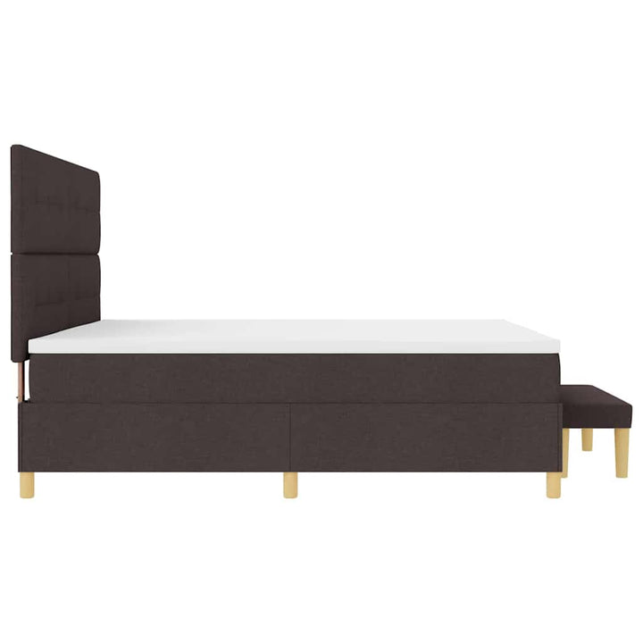 Box spring seng med hovedgærde Mørkebrun 200 x 200 cm Stof
