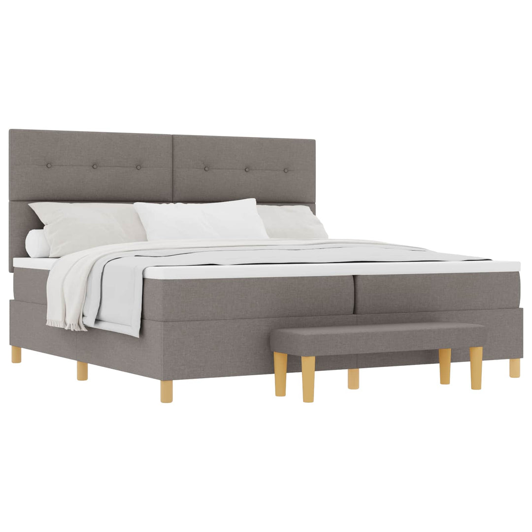 Box spring seng med hovedgærde Gråbrun 200 x 200 cm Stof