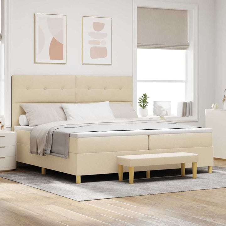 Box spring seng med madras Creme 200 x 200 cm Stof