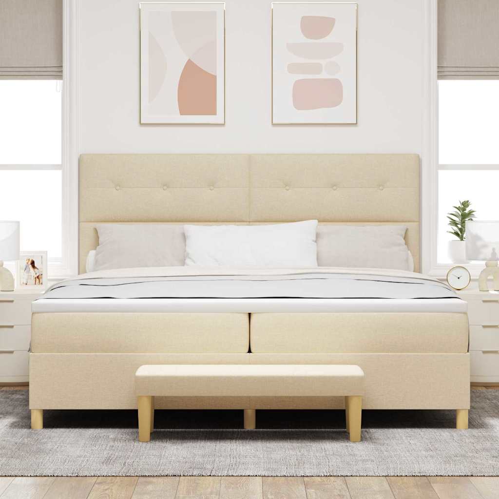 Box spring seng med madras Creme 200 x 200 cm Stof