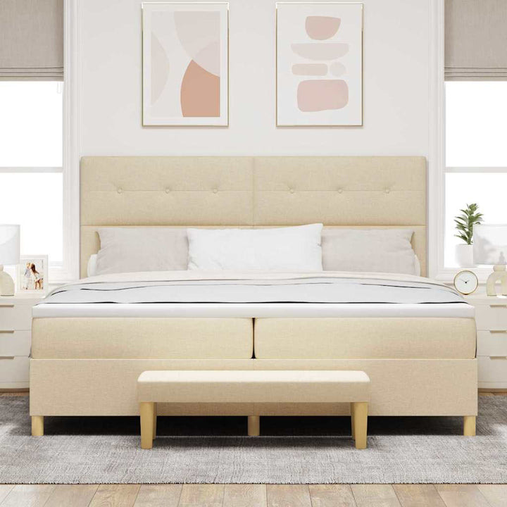 Box spring seng med madras Creme 200 x 200 cm Stof