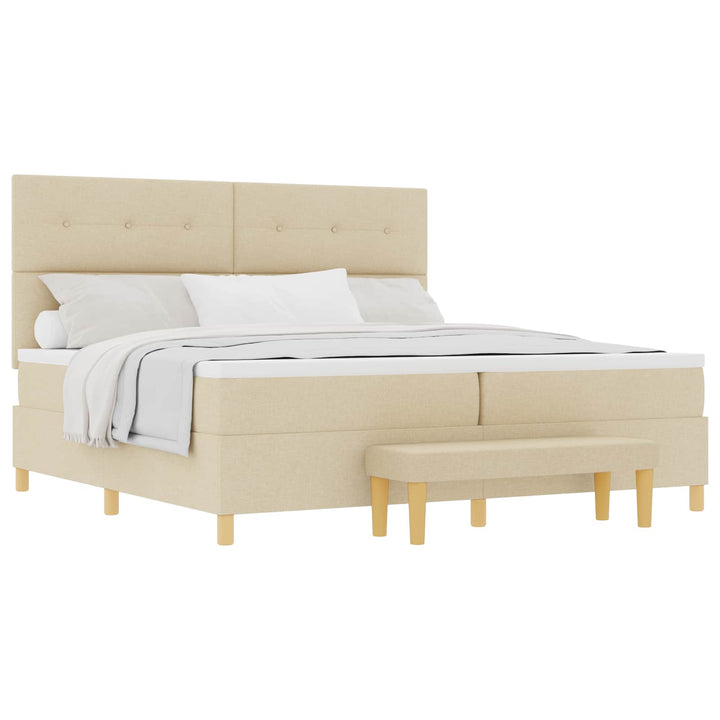 Box spring seng med madras Creme 200 x 200 cm Stof