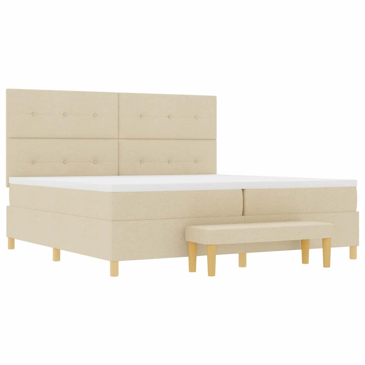 Box spring seng med madras Creme 200 x 200 cm Stof