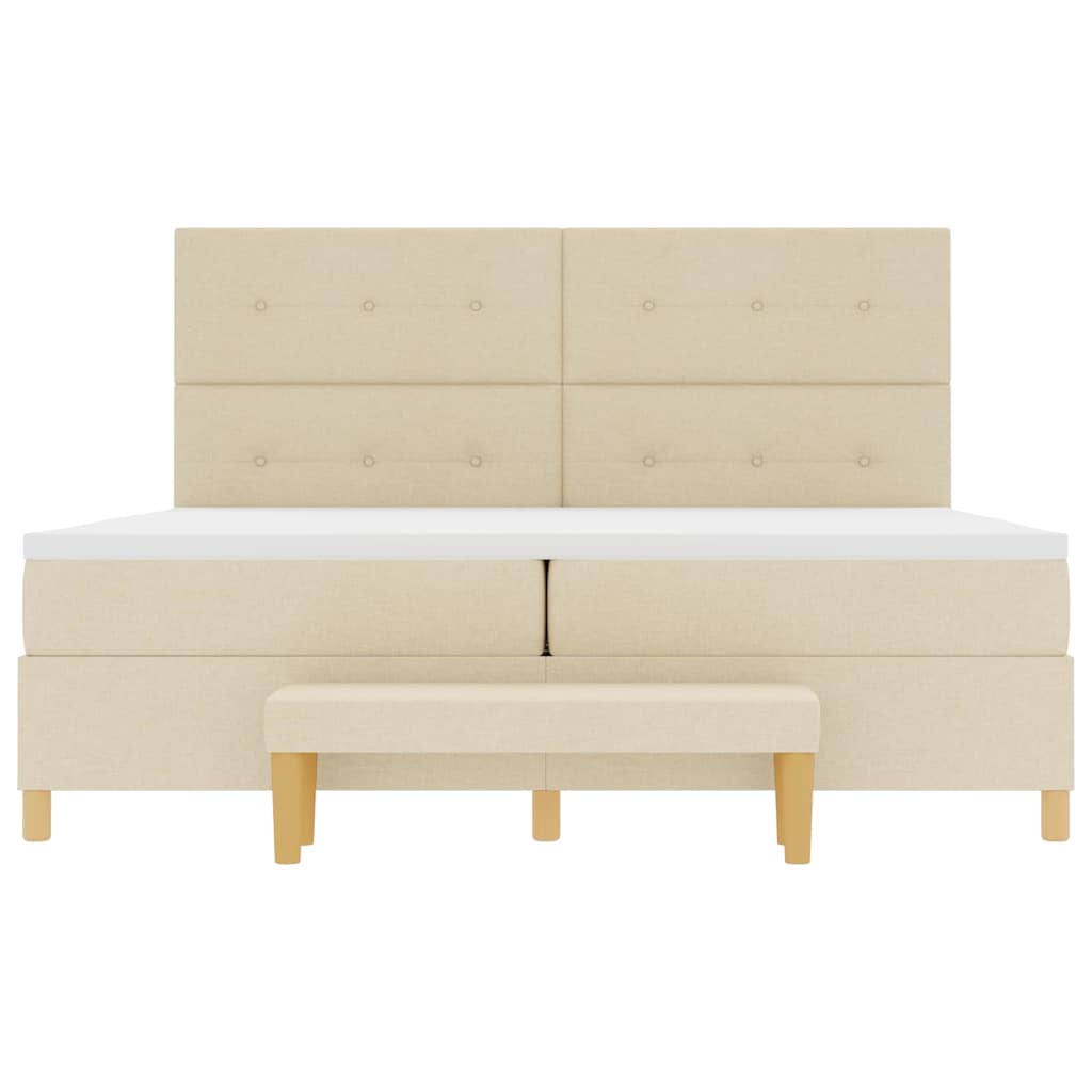 Box spring seng med madras Creme 200 x 200 cm Stof