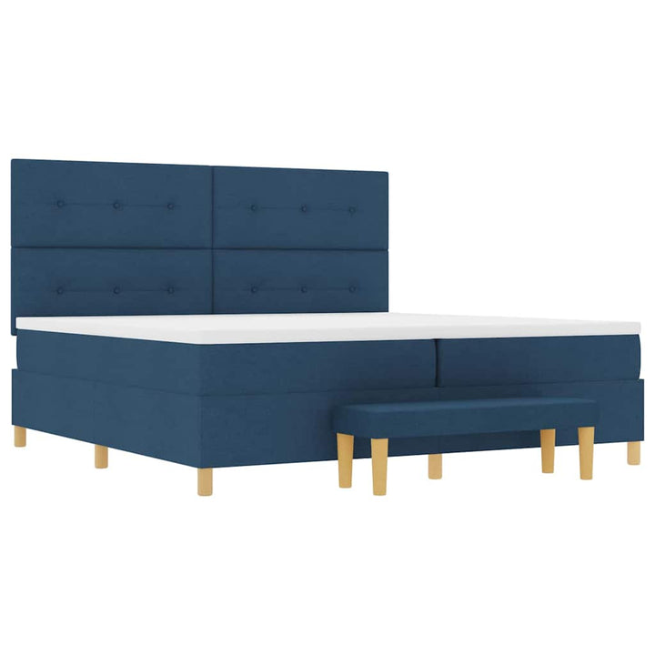 Box spring seng med madras med hovedgærde Blå 200 x 200 cm Stof