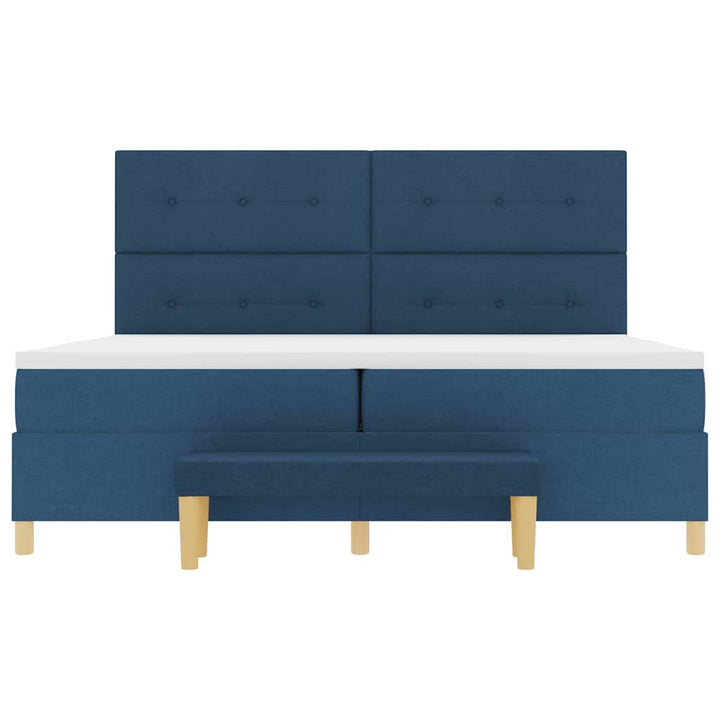 Box spring seng med madras med hovedgærde Blå 200 x 200 cm Stof