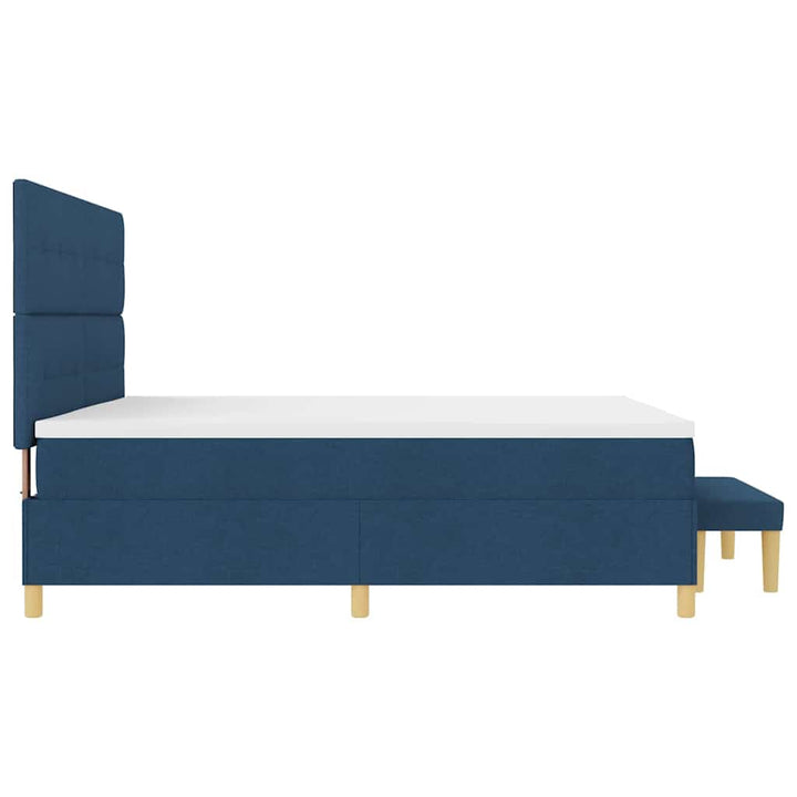 Box spring seng med madras med hovedgærde Blå 200 x 200 cm Stof