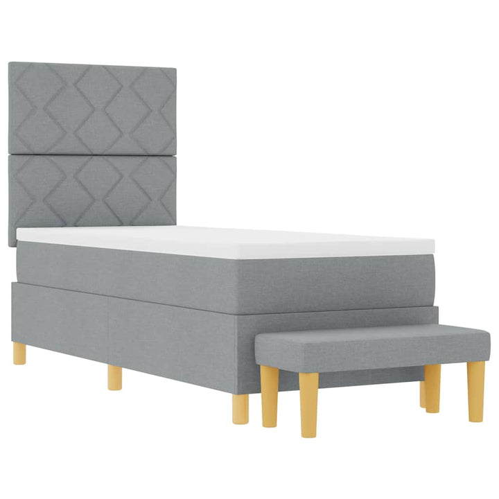 Box spring seng med hovedgærde Lysegrå 200 x 80 cm Stof